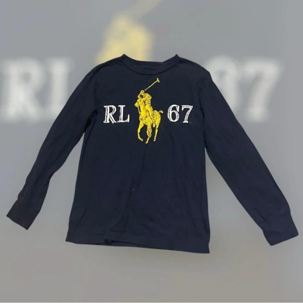 Polo by RL Navy Blue Kids Shirt with Yellow Logo - Picture 3 of 8